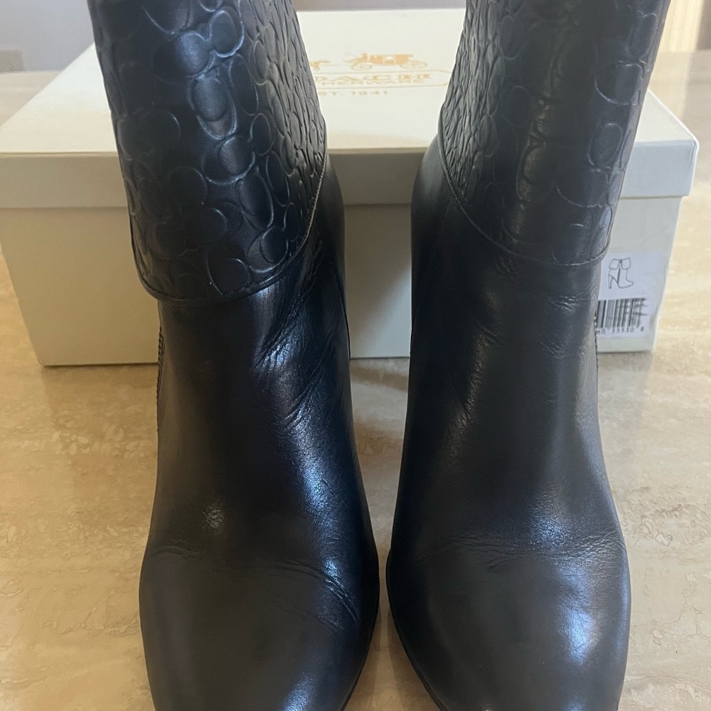 Coach Black Embossed Ankle Booties